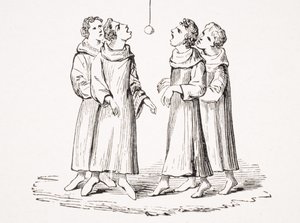 The Game of Bob Apple, or Swinging Apple, reproduction from a 14th century manuscript, from 